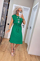 Стильна сукня міді з розрізами без рукавів. Ніжна елегантна сукня для офісу та свята "Айріс" р42-60