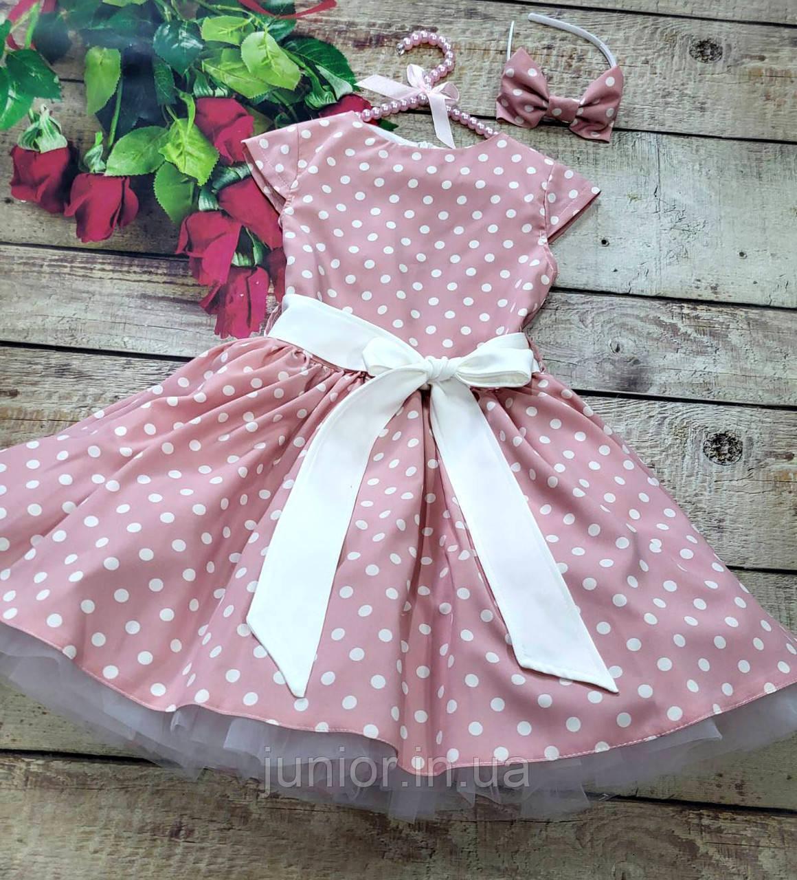 Ошатне плаття в ретростилі для дівчинки (122-134р), фото 1