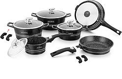 Новий якісний набір посуду (14 предметів) Royalty Line RL-ES2014M Black з Німеччини