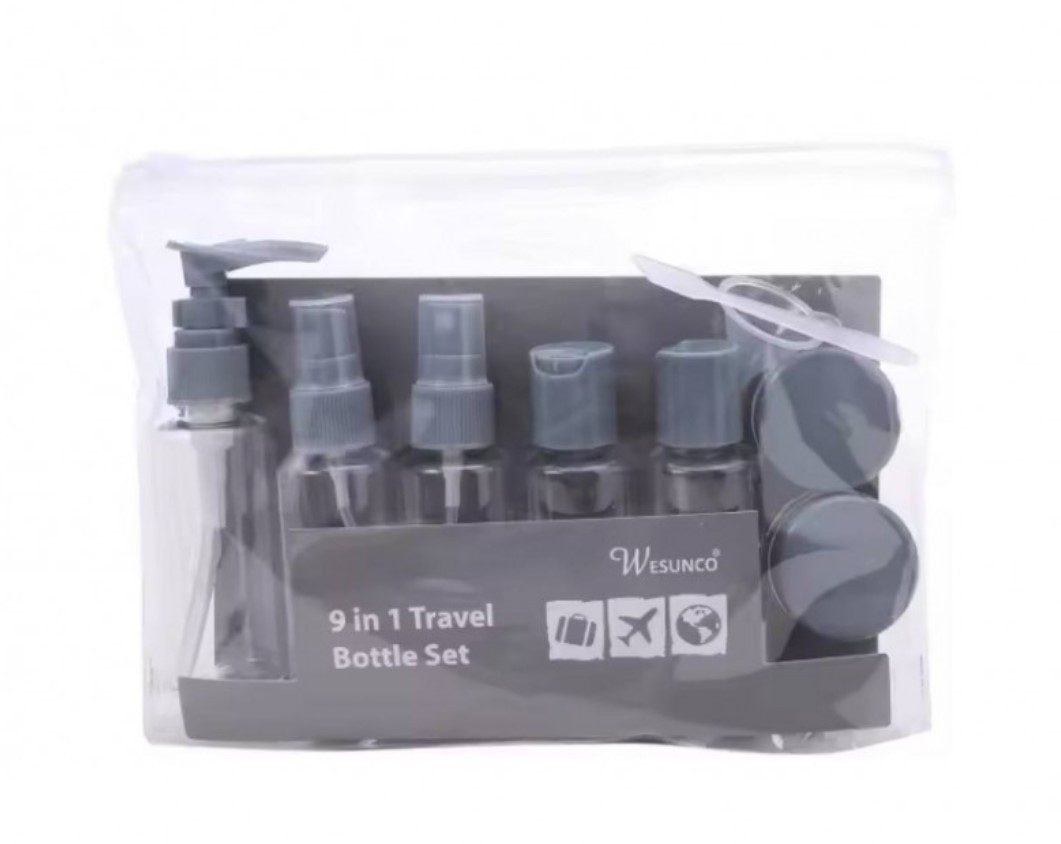 Дорожня пляшка-розпилювач із кришками 9 in 1 Travel Bottle Set Органайзер для косметики Лучшая цена, фото 1