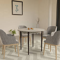 Стильний обідній кухонний круглий стіл 90 см на чотирьох ніжках у стилі модерн для кухні Деріл венге бетон