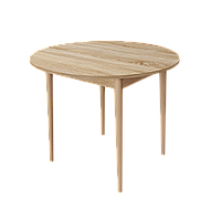 Сучасний обідній кухонний стіл круглий 90 см на кухню на чотирьох дерев'яних ніжках Деріл вільха дуб сонома