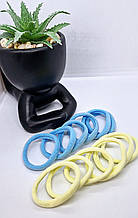 Резинки безшовные (мікрофібра) Діаметр 4,5см. ширина 0.6см. 12шт . Колір пастель жовтий, блакитний.