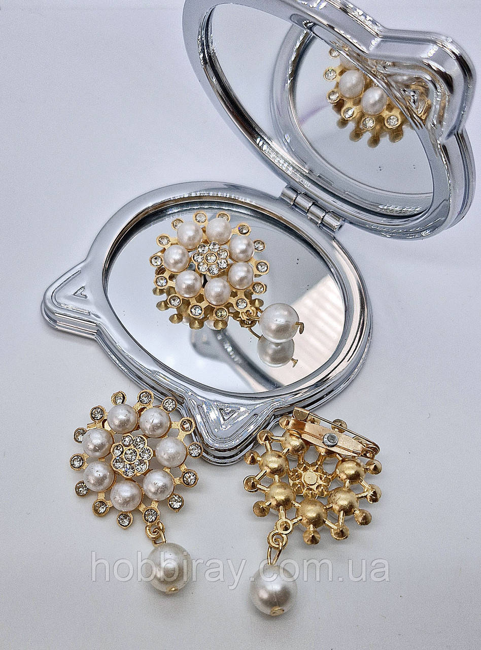 Серединка, кабашон, брош, метал.  5х3 см. Золото., фото 1