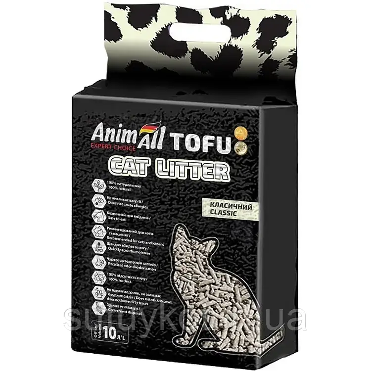 AnimAll TOFU Енімал (анімал) ТОФУ класік соєвий наповнювач для котів без аромату, 10 л. (4,66 кг), фото 1