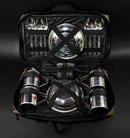 Посуд для пікніка з неіржавкої сталі, сумка набір для пікніка "похідний".