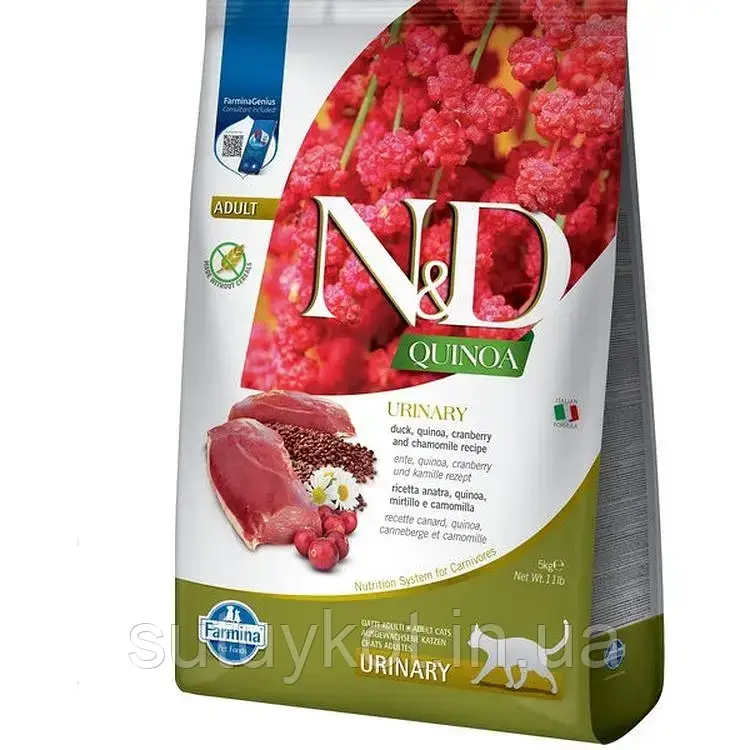 Сухий корм Farmina Urinary для профілактики сечокам'яної хвороби у котів, с качкою кіноа та журавлиною, 5 кг, фото 1