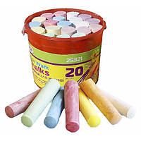 Крейда кольор.; (20шт у наб.); L=10см, d=2.5см; пласт.відерце з криш.; арт. 25321; VGR