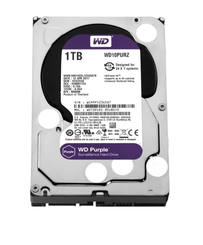 Жорсткий диск 1TB Western Digital WD10PURZ для відеоспостереження, фото 1