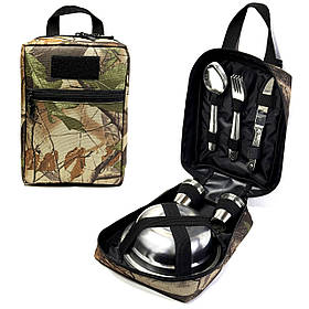 Посуд для природи і пікніка з нержавіючої сталі "Турист-6" в зручній сумці на 6 персон ( Набір для пікніка )