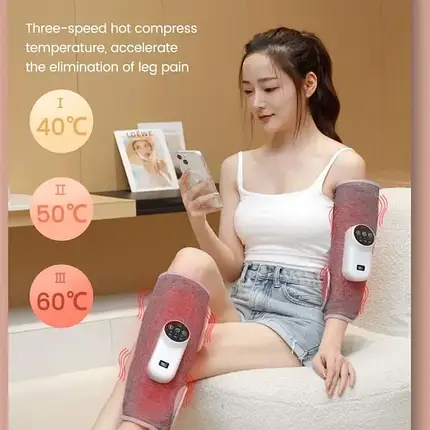Бездротовий повітряно-компресійний масажер на ногу з нагріванням PORTABLE CALF MASSAGER, фото 1