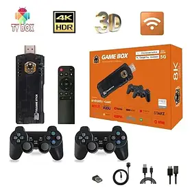 Ігрова ТБ-приставка Game Box 8K 8X M98 Smart TV Stick 64 GB геймстик із геймпадами + 10000 вбудованих ігор