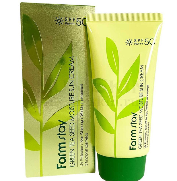 Зволожуючий сонцезахисний крем FarmStay Green Tea Seed Moisture Sun Cream SPF 50/PA+++ 70 мл, фото 1