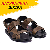 Спортивні сандалі чоловічі шкіряні стильні на липучках зручні