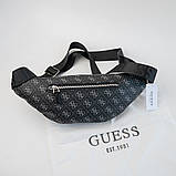 Жіноча сумка "бананка", слінг на пояс і на груди Guess (7518) сіра, фото 2