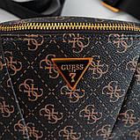 Чоловіча брендова сумка бананка на пояс і на груди (слінг) Guess (7518) коричнева, фото 3