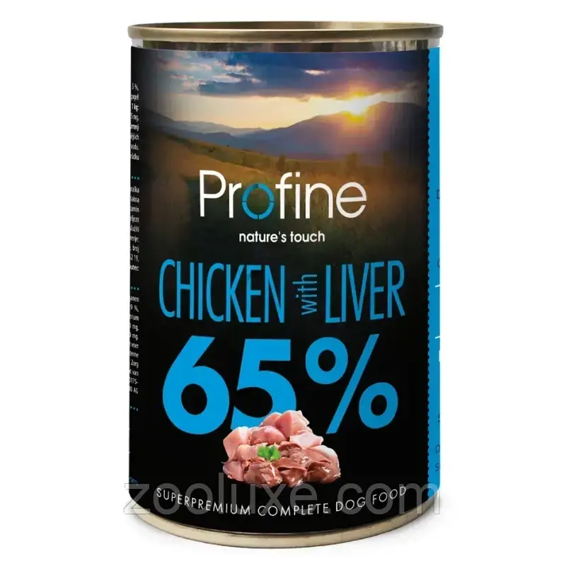 Profine Chicken with Liver 400 г Вологий корм для собак з куркою та печінкою Профайн консерву, фото 1