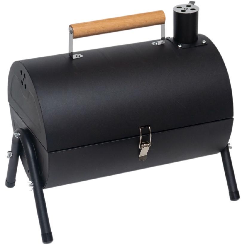 Гриль вугільний *Бочка* з решіткою і термометром 38*25*35 см, фото 1