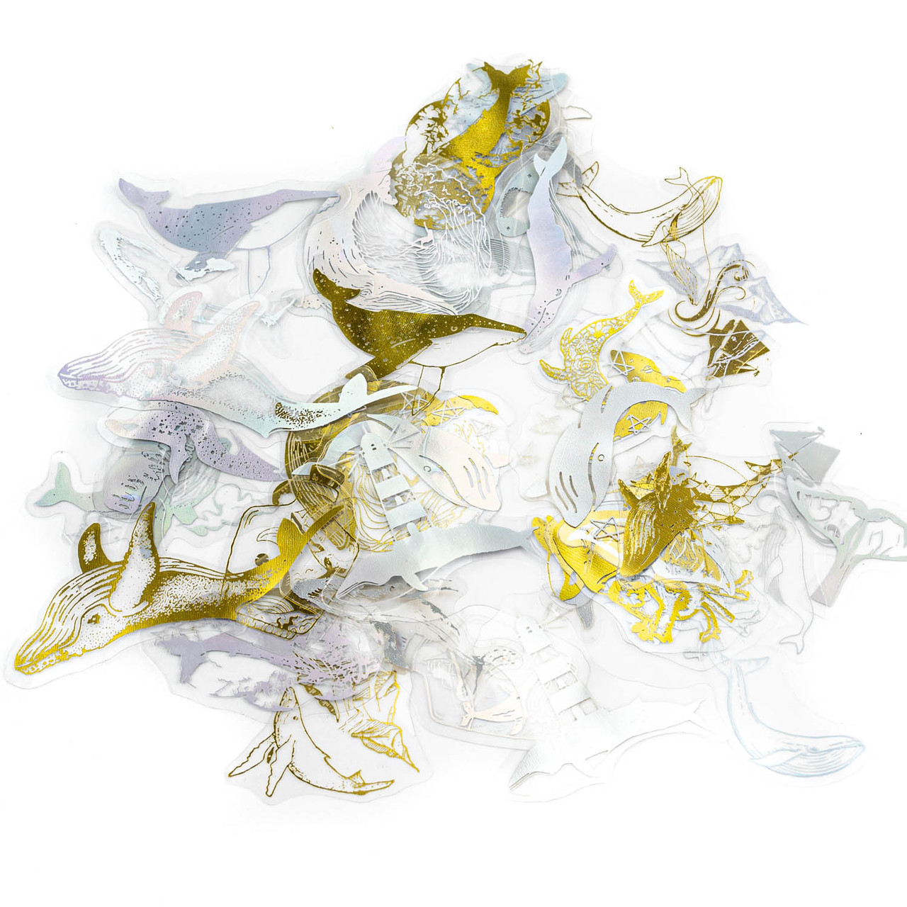 Наклейки Рибки золото та срібло 40шт NKL131, фото 1