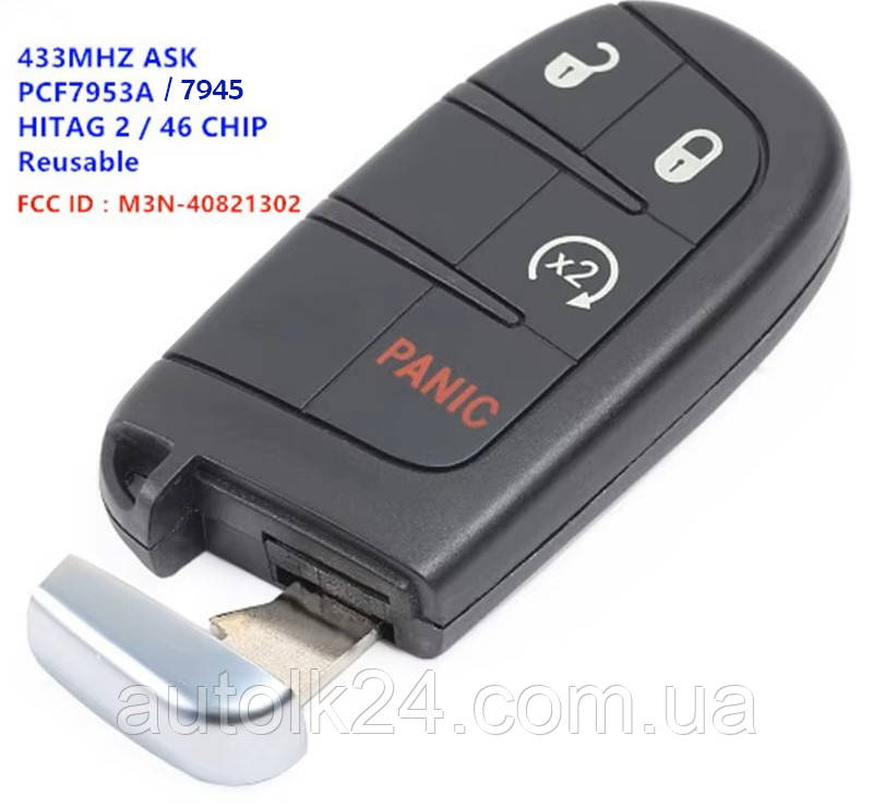 Смарт ключ DODGE 3+1 кнопки 433mhz chip id 46 Keyles