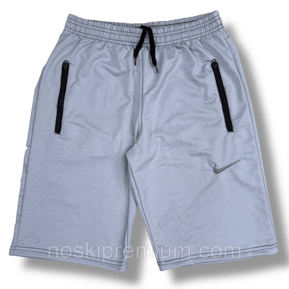 Шорти чоловічі спортивні двонитка напівбатали Nike, розміри 50-58, світло-сірі, 013305, фото 1
