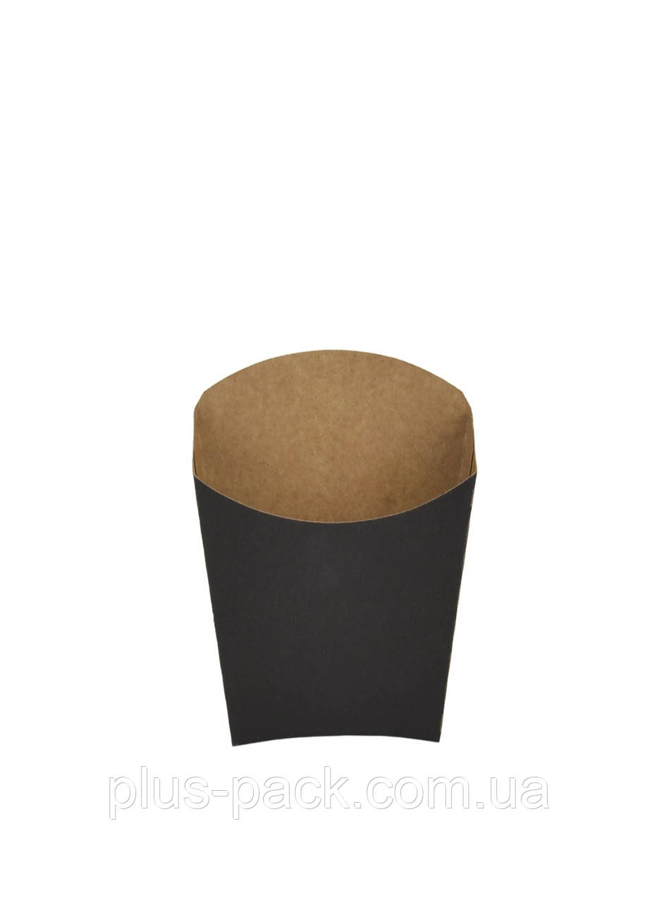 Упаковка для картоплі фрі 120×90×40, Маленька ЧОРНА, фото 1