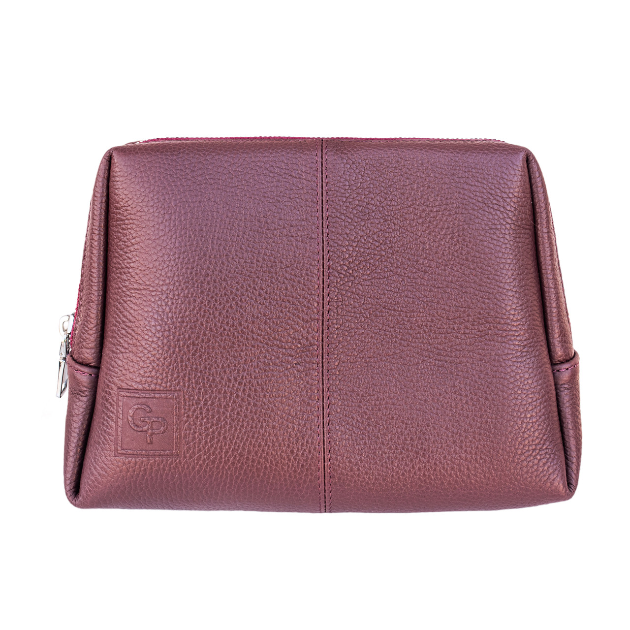 Жіноча шкіряна косметичка Grande Pelle 24×17×6 см, ожина