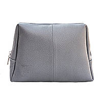 Жіноча шкіряна косметичка Grande Pelle 24×17×6 см, сіра