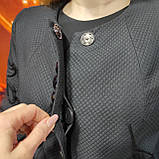 Чорне жіноче пальто тиснення кишені, фото 2