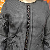 Чорне жіноче пальто тиснення кишені, фото 3