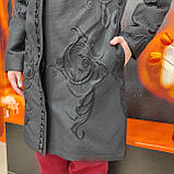 Чорне жіноче пальто тиснення кишені, фото 4