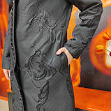 Чорне жіноче пальто тиснення кишені, фото 7