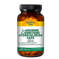 L-аргінін L-орнітин HCL 1000 мг 180 капсул ТМ Кантрі Лайф / Country Life