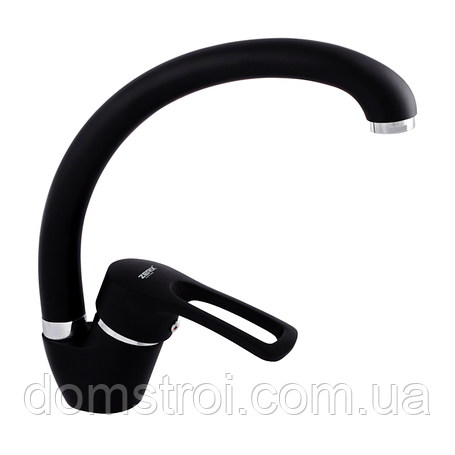 Змішувач для кухні ZERIX YUB-181 чорний матовий (ZX2793) картридж/гайка, фото 1