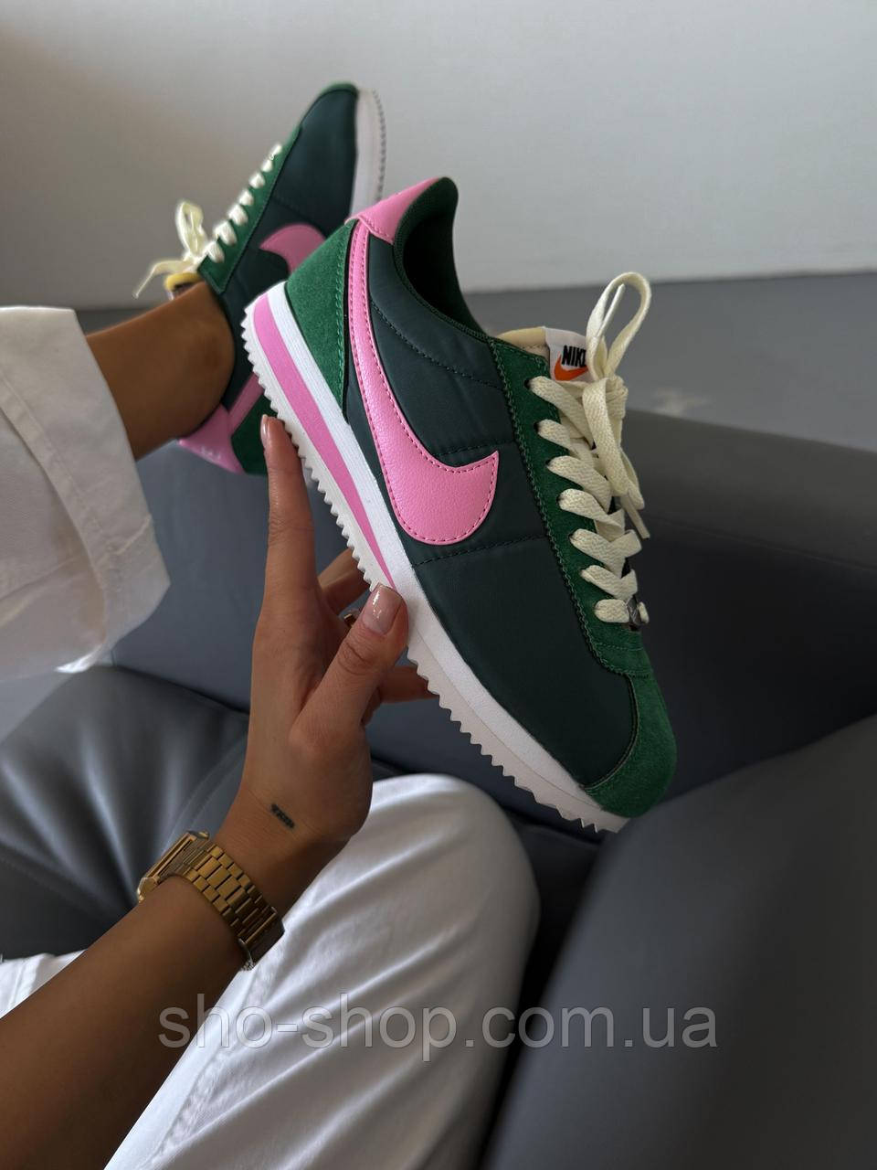 Кросівки Nike Cortez Green/Pink