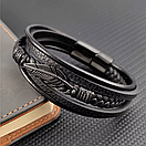 Браслет чоловічий шкіряний NIB SKY чорний 17-19 см (довжина 21 см), фото 2