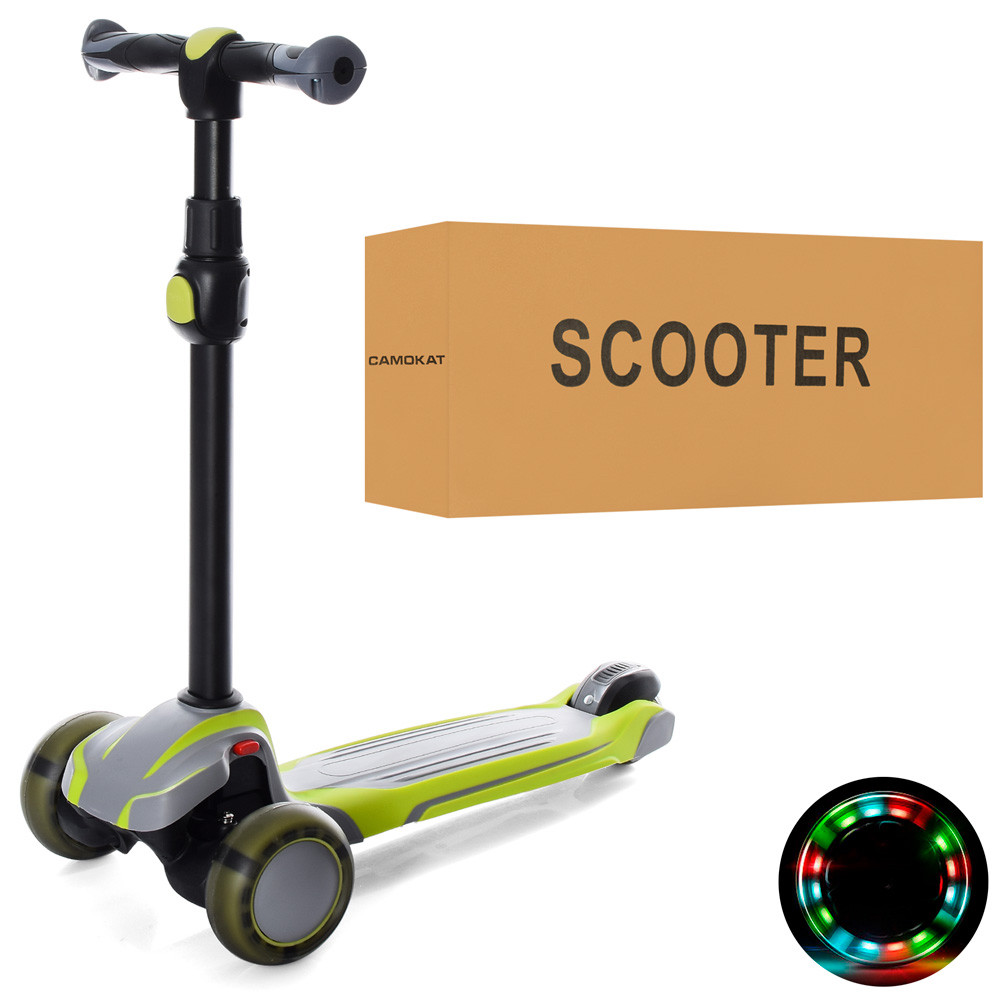 Дитячий самокат Maxi Scooter X1-GGR, сіро-зелений, фото 1