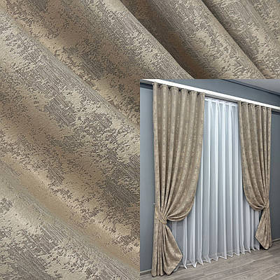 Штори жакард (2шт. 1,5х2,7м.) колекція "Sultan YL" Туреччина. Колір бежево-сірий. Код 1208ш 33-0036