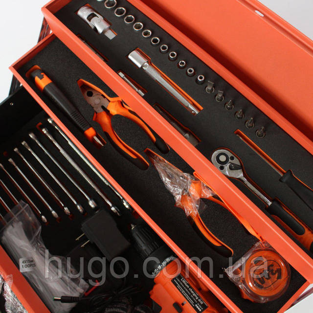 グッズセット Металлический ящик с инструментом (85 предметов) + Шуруповерт