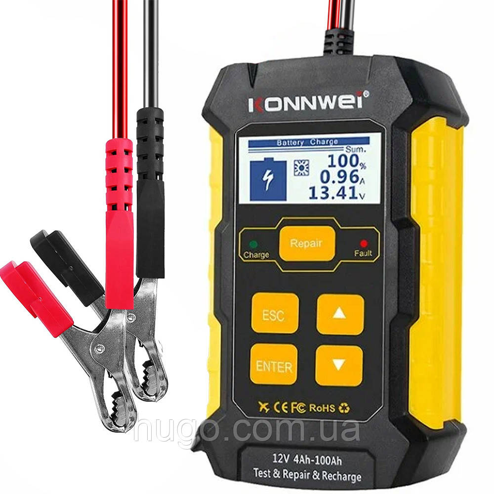 Автомобільний зарядний пристрій + тестер акумулятора, 12V, KW510 / Автомобільний тестер акумулятора, фото 1