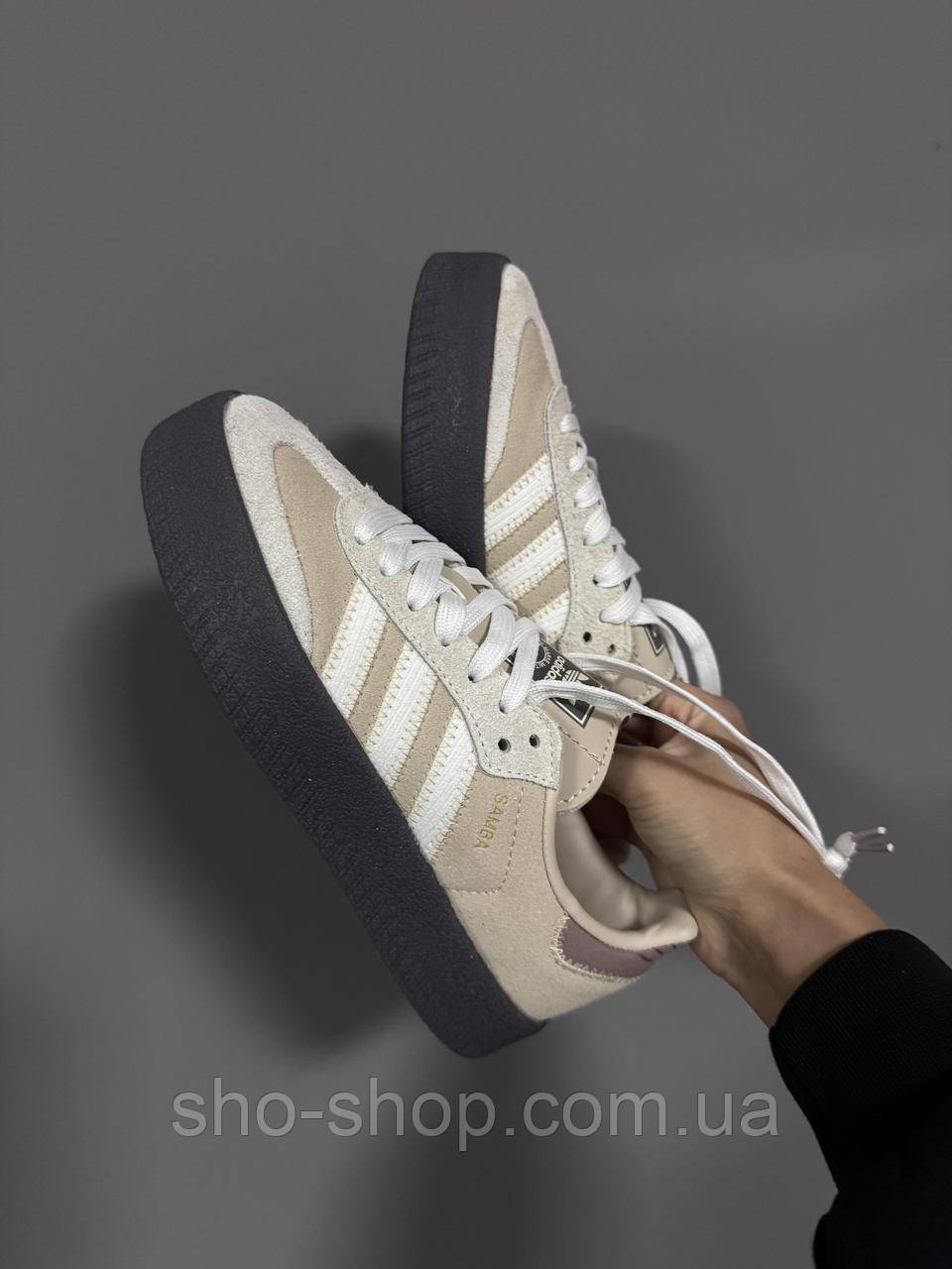 Кроссовки Adidas ADIDAS SAMBA | BEIGE / BLACK PLATFORM premium