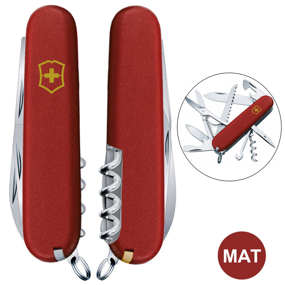 Швейцарський складаний ніж Victorinox HUNTSMAN MAT червоний матовий лак з жовт.лого 1.3713.M0008p