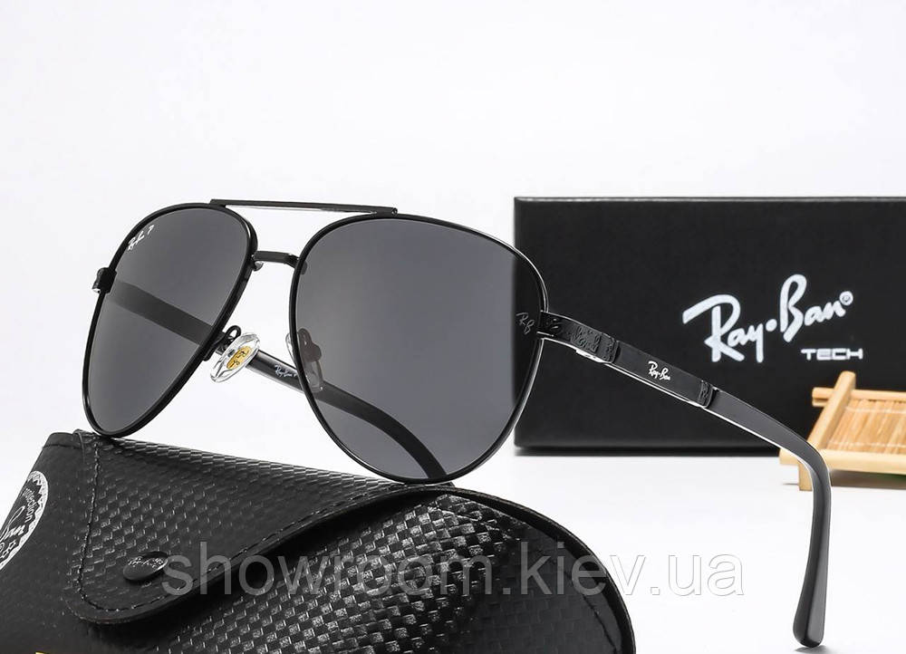 Чоловічі сонцезахисні окуляри авіатори з поляризацією Ray ban 58517 black