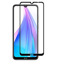 Захисне скло 5D на весь екран для Xiaomi Redmi Note 8T з чорною рамкою