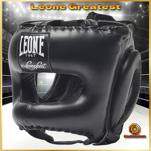 Боксерський шолом з бампером Leone Greatest Black L/XL професійний захист для боксу та ММА