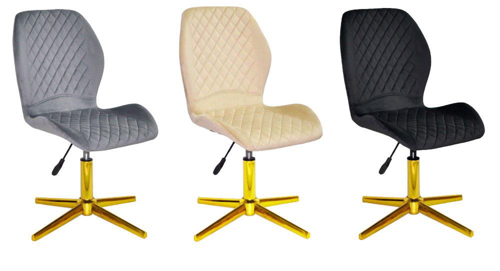 Стілець Fox GD-Modern Base на золотій хрестовині зі стопками, поворотний із регулюванням висоти, м'яке сидіння, фото 1