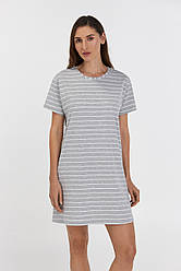 Нічна сорочка домашня сукня ELLEN  ТРИКОТАЖНА СІРА В СМУЖКУ RAINDROPS 129/12/01