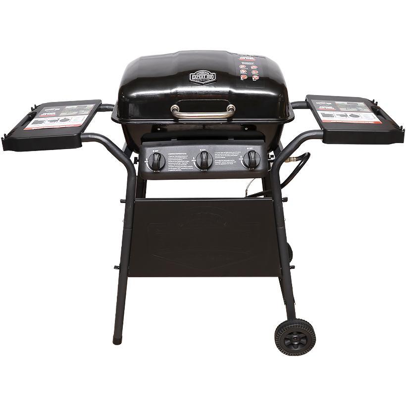 Гриль барбекю газовий на 3 пальники на колесах, регулятор подачі газу, решітка 57х33см, 2 бічні полиці 39х27см, фото 1