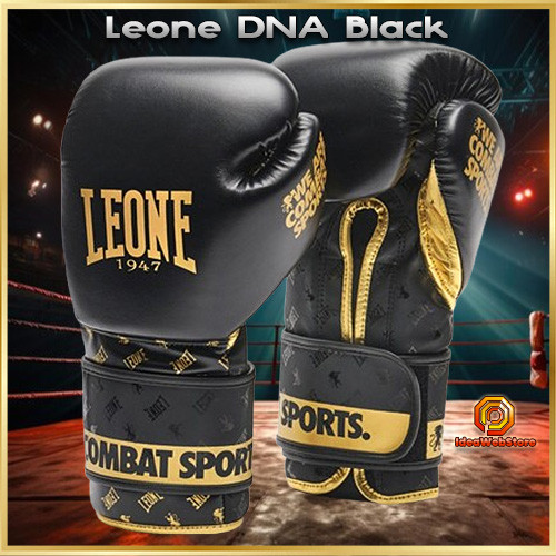 Боксерські рукавички Leone DNA Black 16 унцій професійні рукавички з натуральної шкіри для боксу, кікбоксингу та муай-тай