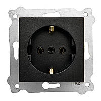 Механізм розетки з заземленням чорний KARELL